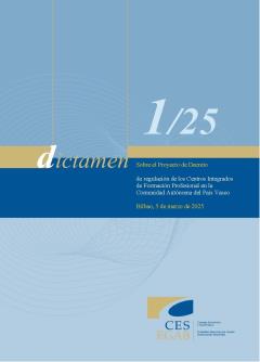 Dictamen 1/25 de 5 de marzo, sobre el proyecto de decreto de regulación de los Centros Integrados de Formación Profesional en la Comunidad Autónoma del País Vasco 